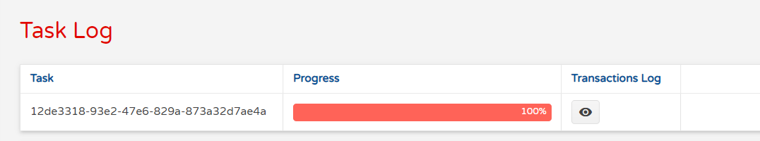 Transactions log options screen
