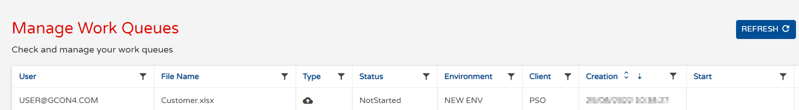 Load files process 1 screen