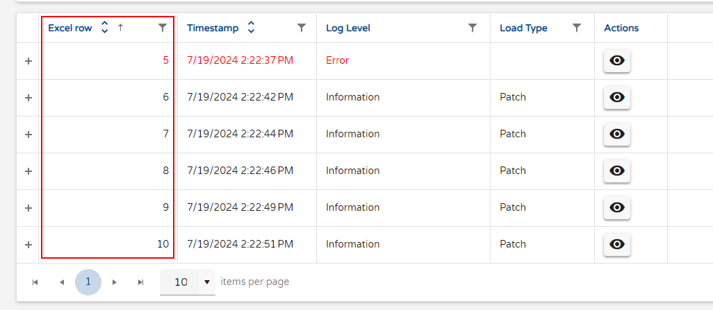 Task log  screen