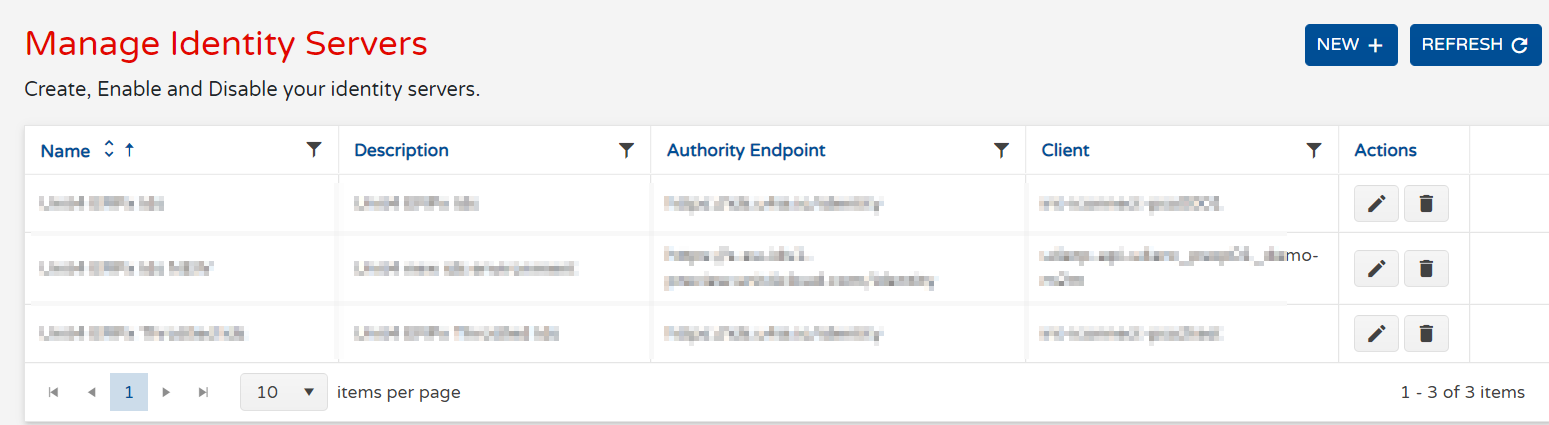 Identity server screen