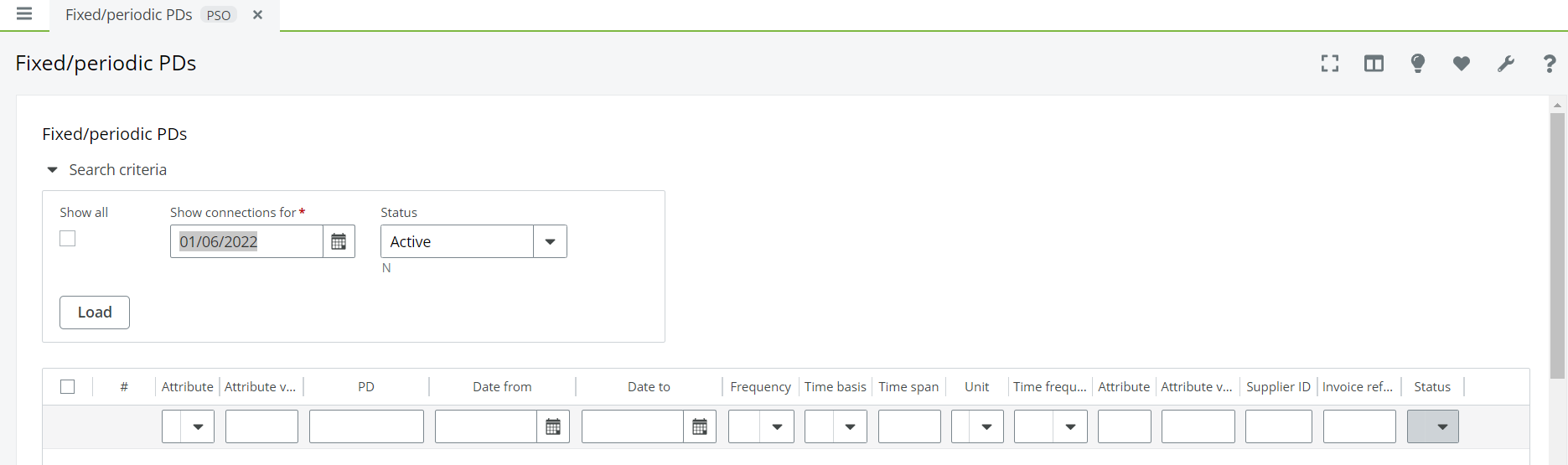 PD connections screen