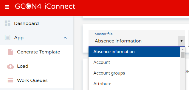 Master file selection screen
